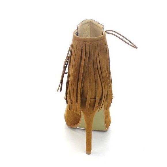 SALE Peep toe fringe lace up heel - Picture 6 of 6